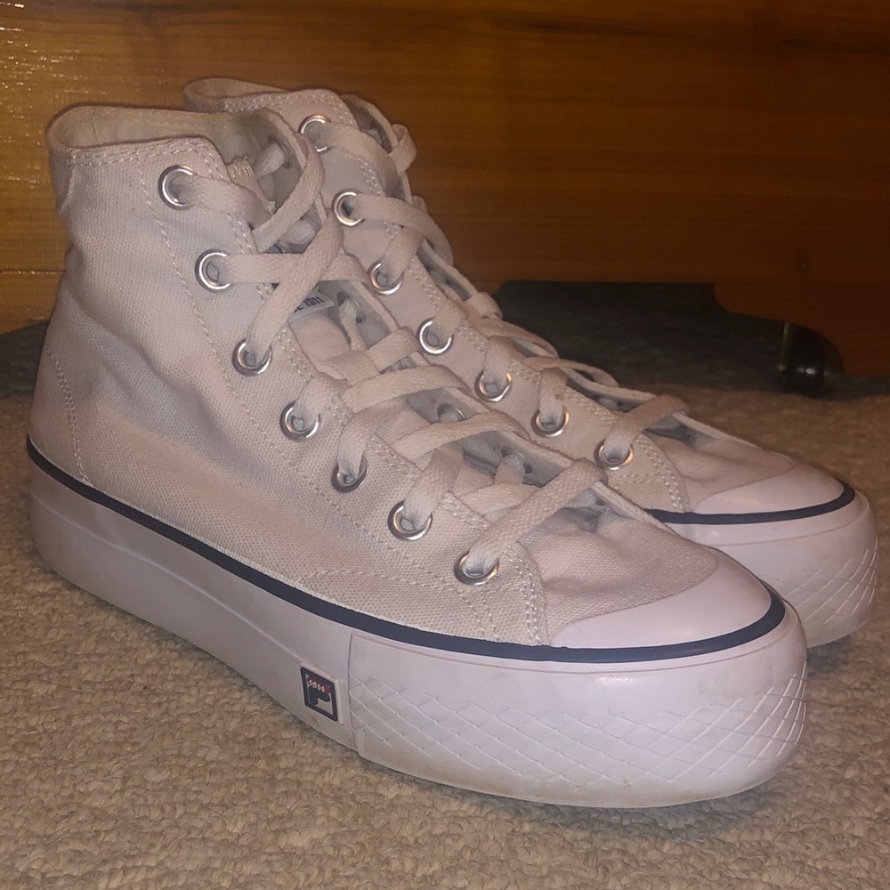 Fila White High-Top Platform Sneakers